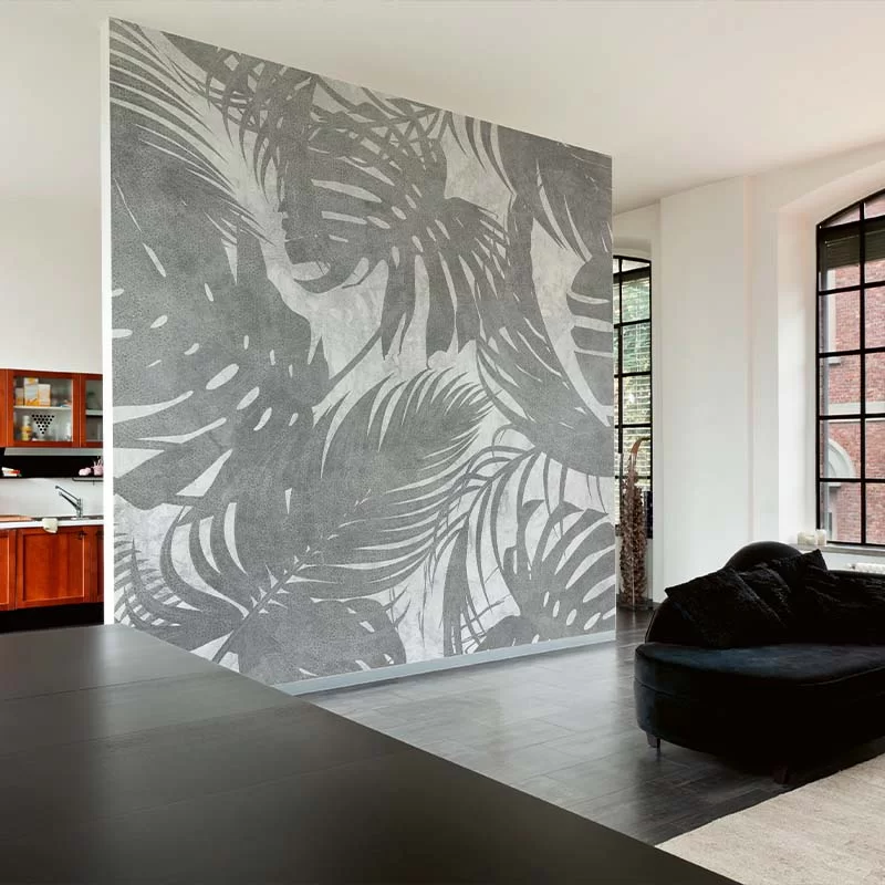 tapet-living-Leafs-original-grey